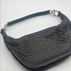 Donald Pliner Elegant Dark Brown Quilted Leather Shoulder Bag